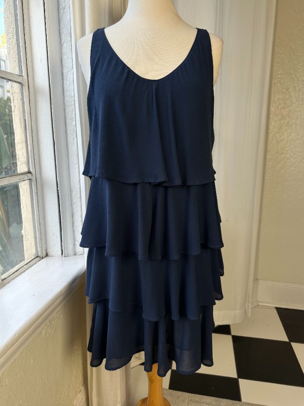 Armani Exchange A|X Navy Tiered Ruffle Mini Dress US 8 M